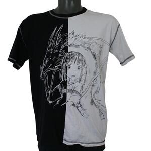 Spirited Away Chihiro & Haku Split Graphic T Shirt Large Miyazaki Studio Ghibli